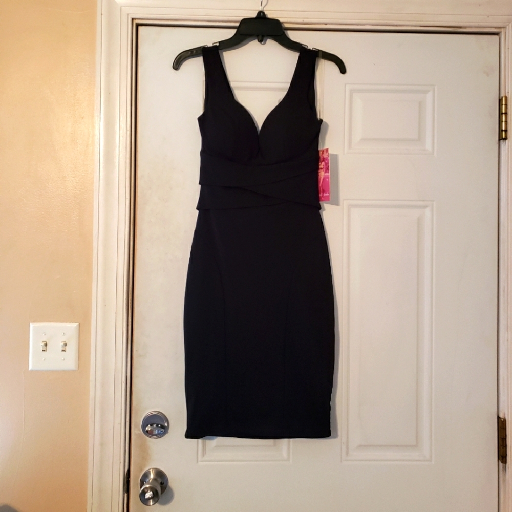 Emerald Sundae women's black pencil dress